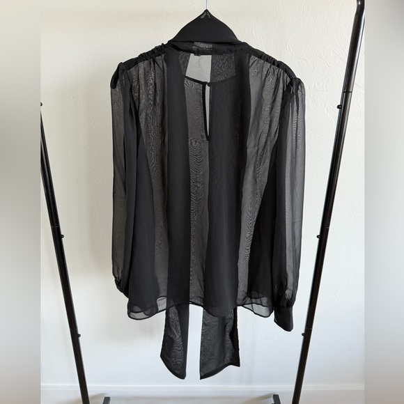 BOA - Sheer Chiffon Tie Neck Blouse - Picture 6 of 6
